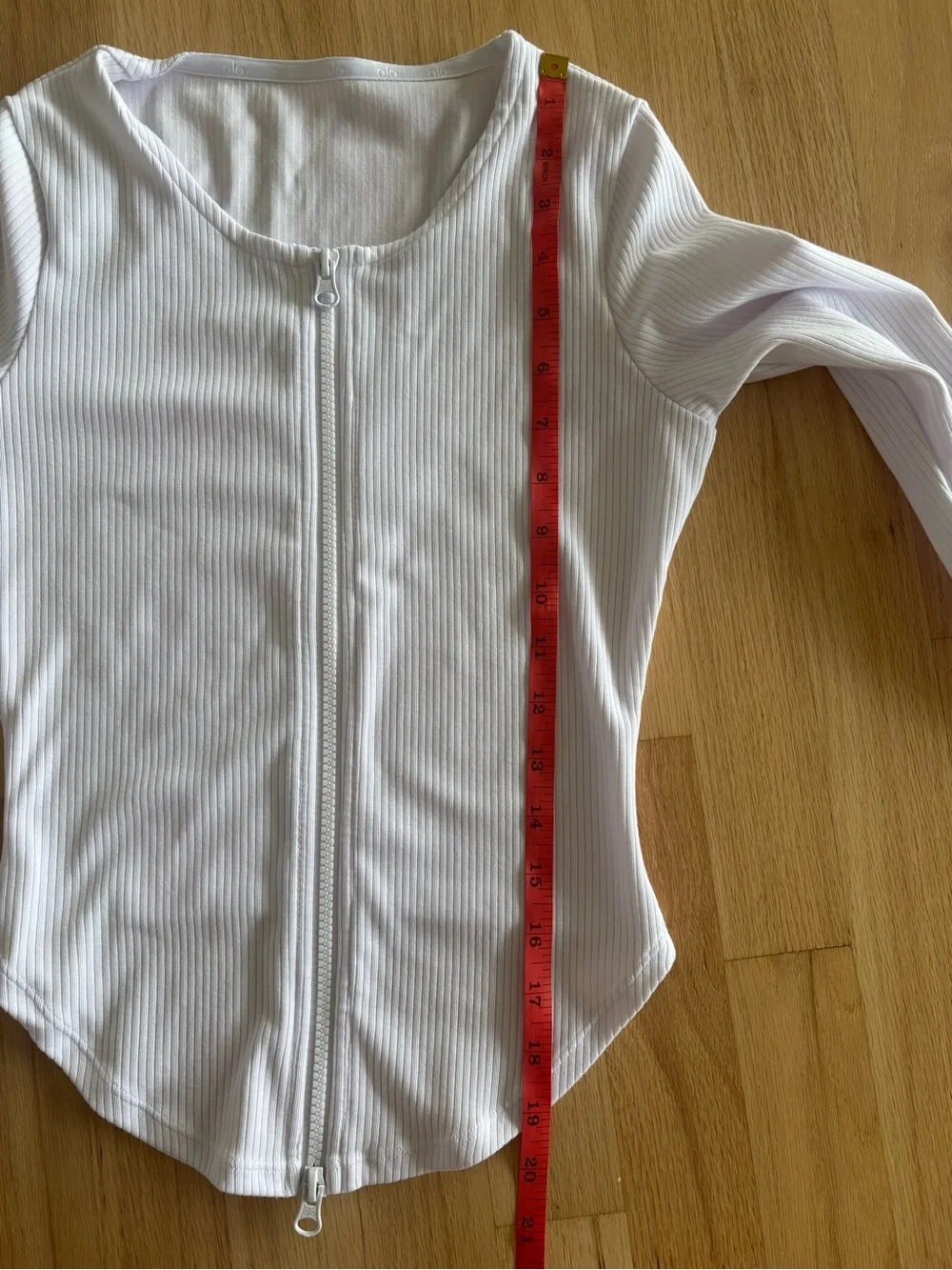 Alo Yoga White Ribbed Stardust Long Sleeve